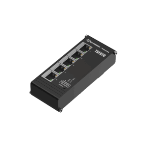 Foto - Switch Ethernet industriale piatto unmanaged 5-porte TSF010 (vista frontale dx)