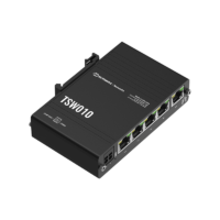 Foto - Switch Ethernet industriale unmanaged 5-porte TSW010 (Vista laterale-frontale)
