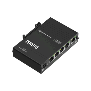 Foto - Switch Ethernet industriale unmanaged 5-porte TSW010 (Vista laterale-frontale)