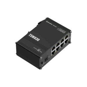 Foto - Switch Ethernet industriale unmanaged 8-porte TSW030 (Vista laterale-frontale)